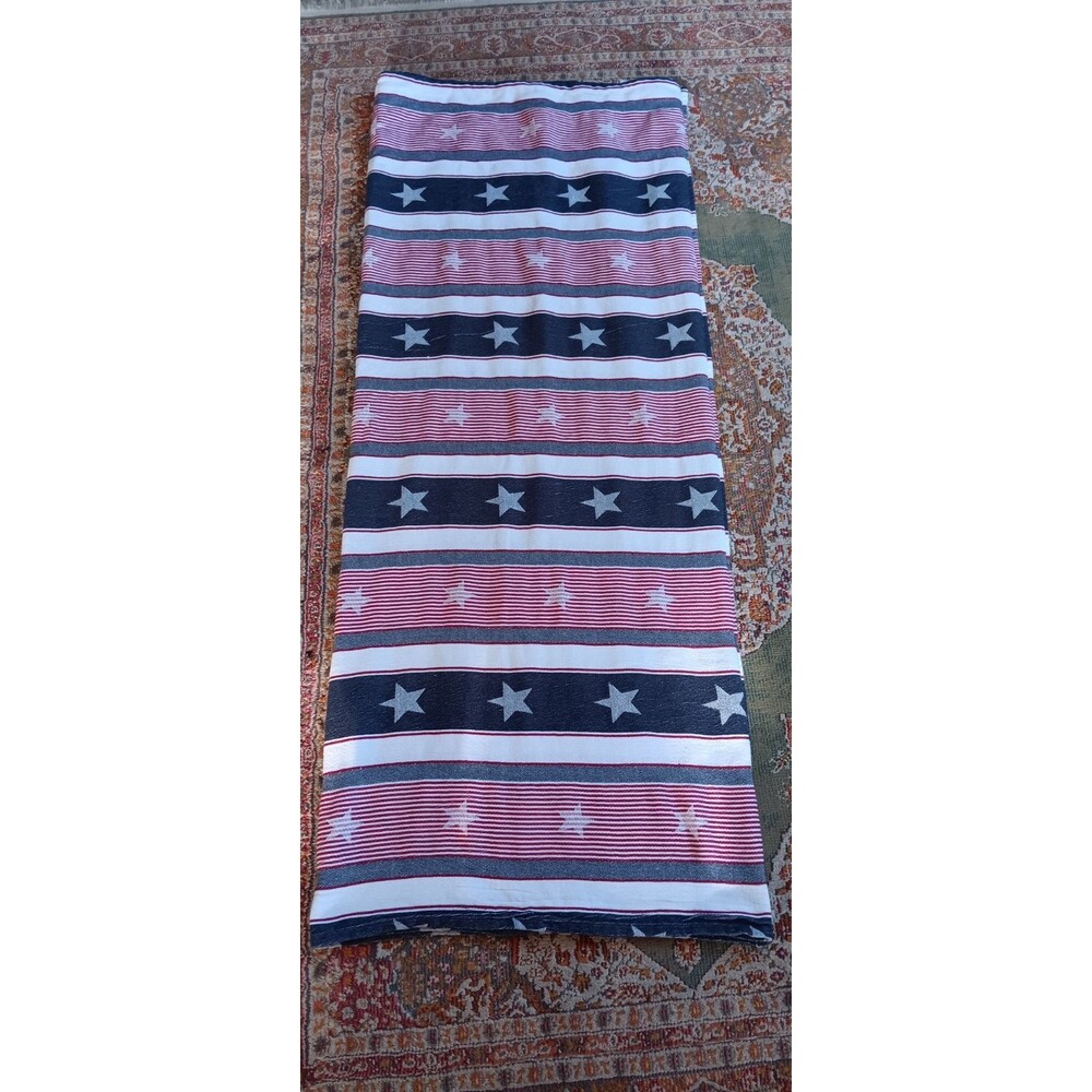 Brooks Brothers Cotton Red White Blue Throw Blanket Twin Bed Cover 80"x52"